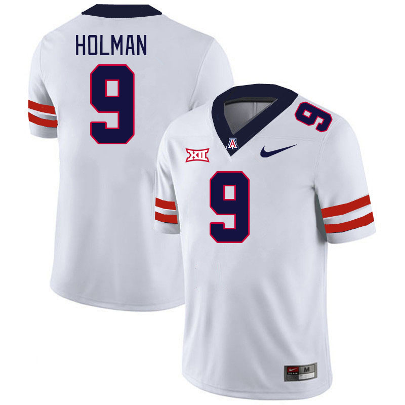 Men #9 Jackson Holman Arizona Wildcats Big 12 Conference College Football Jerseys Stitched-White